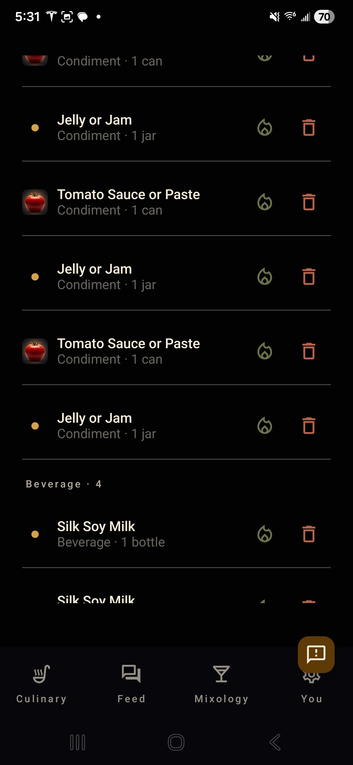 Pantry list populated after a single photograph