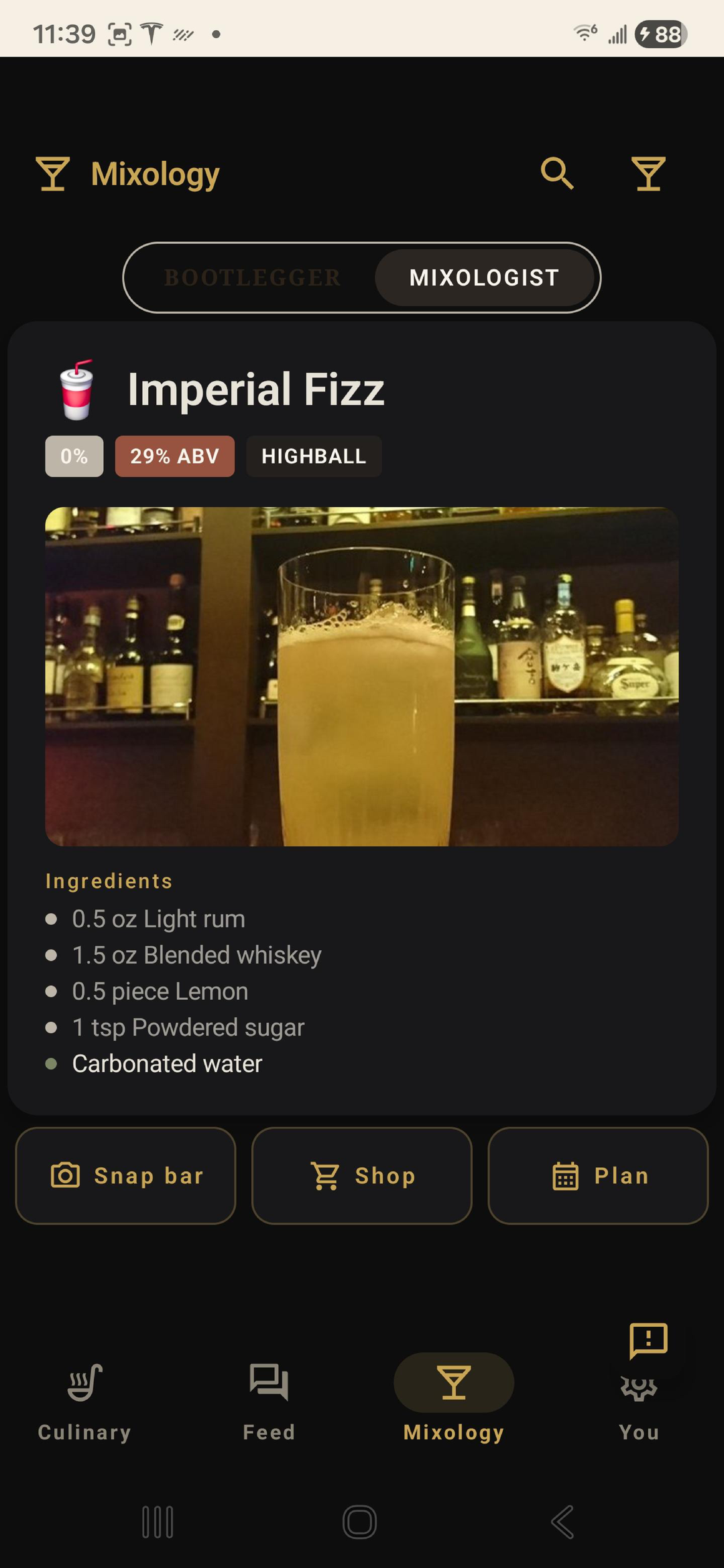Brimm cocktail card — Imperial Fizz