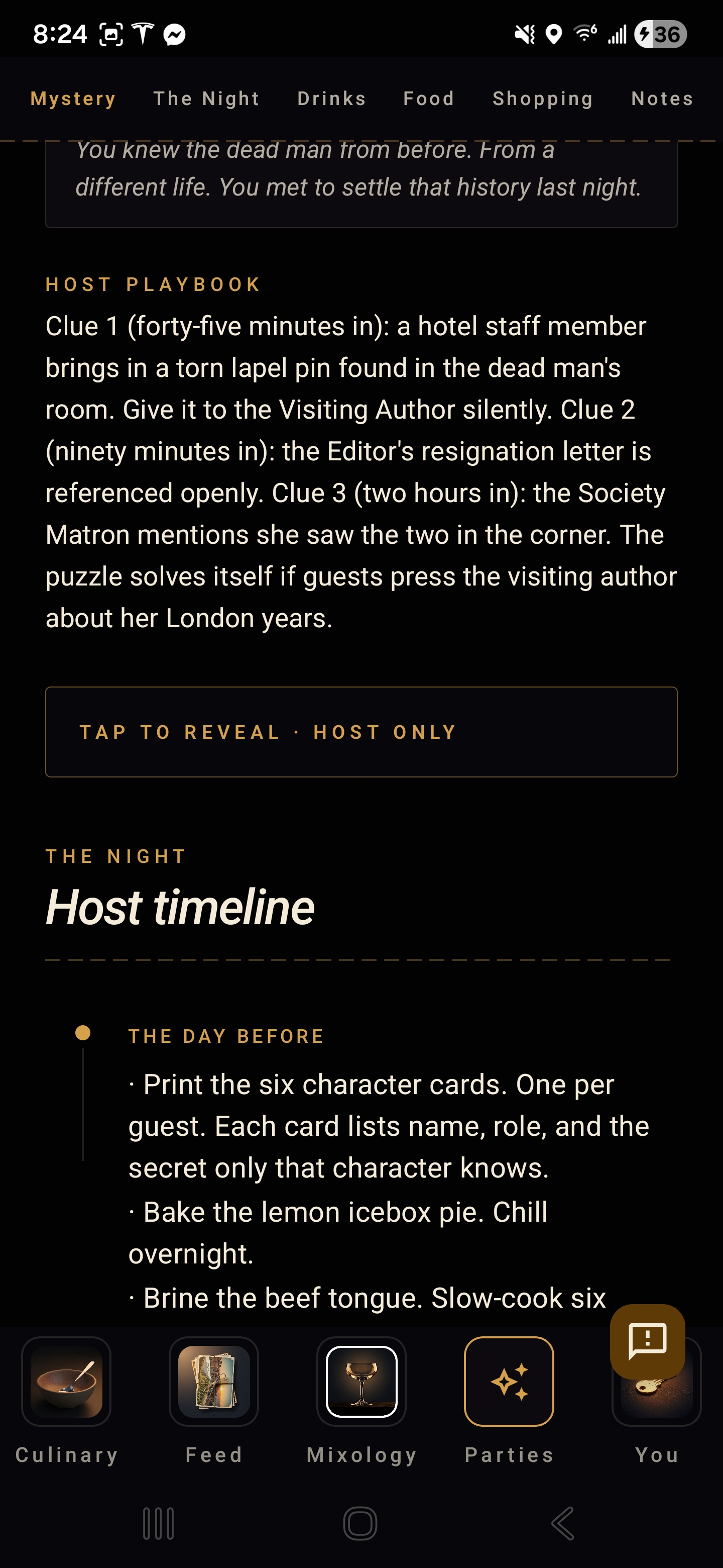 Host playbook timeline with the beat schedule.